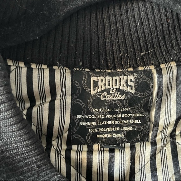 Crooks & Castle Varsity Leather and wool Bomber jacket - Picture 8 of 16